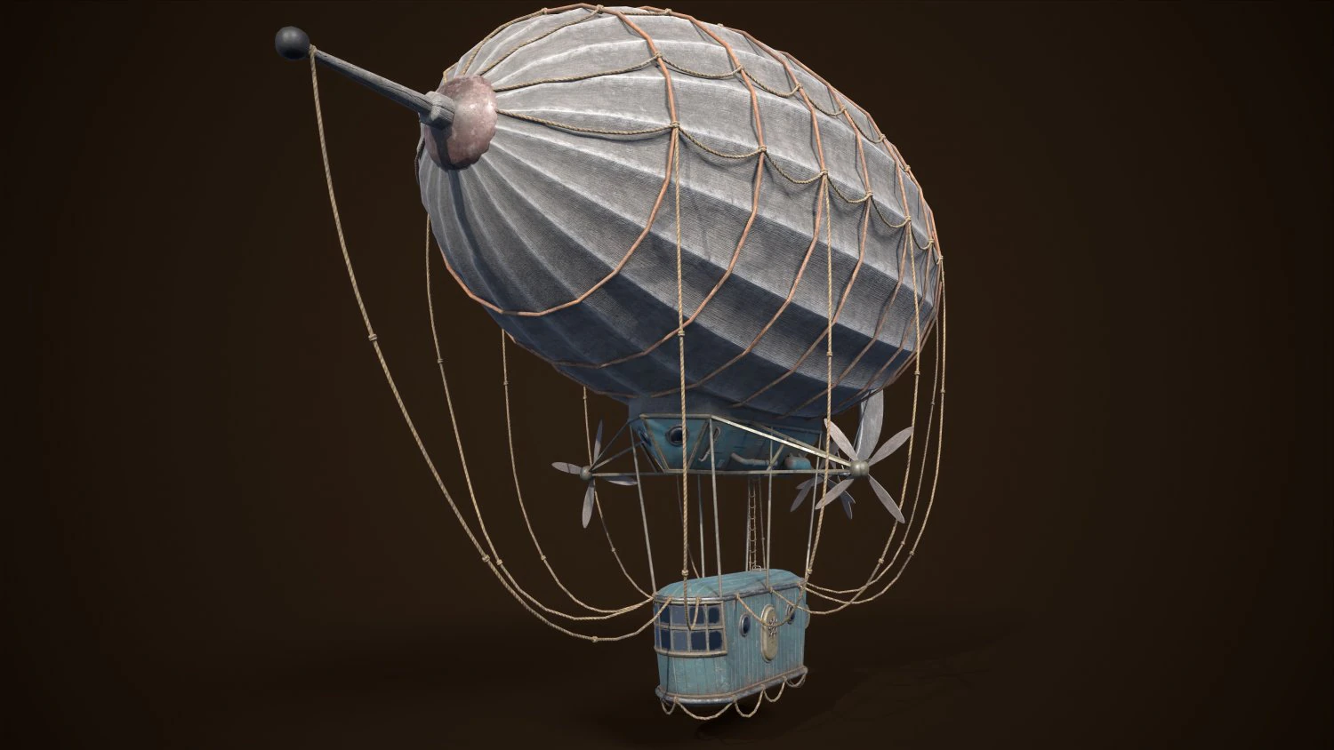 Steampunk Airship Low-poly 3D Model .c4d .max .obj .3ds .fbx .stl .blend 