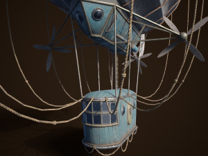 Steampunk Airship Low-poly 3D Model