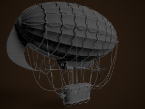 Steampunk Airship Low-poly 3D Model