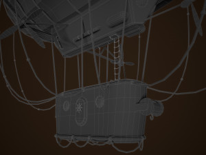 Steampunk Airship Low-poly 3D Model