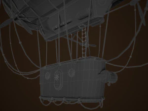 Steampunk Airship Low-poly 3D Model
