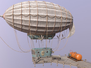 A low-poly of an airship in the port 3D Модель