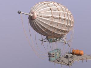A low-poly of an airship in the port 3D 모델