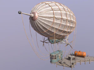 A low-poly of an airship in the port 3D Model