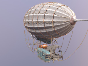 A low-poly of an airship in the port 3D 모델