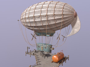A low-poly of an airship in the port 3D 모델