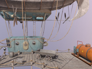 A low-poly of an airship in the port 3D 모델