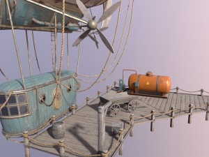 A low-poly of an airship in the port 3D 모델