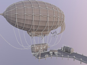 A low-poly of an airship in the port 3D 모델