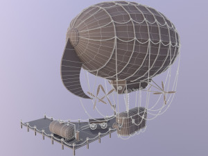 A low-poly of an airship in the port 3D 모델