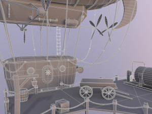 A low-poly of an airship in the port 3D 모델