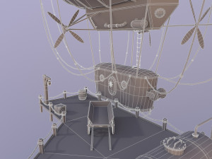 A low-poly of an airship in the port 3D 모델