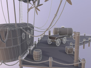 A low-poly of an airship in the port 3D 모델