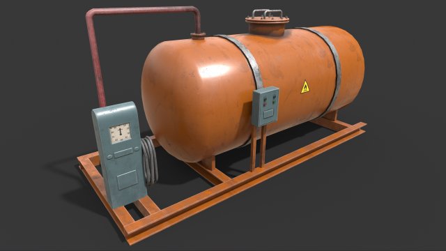 Low-poly of a gas station 3D Model .c4d .max .obj .3ds .fbx .stl .blend 
