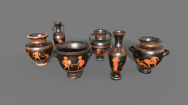 Antique Greek vases Low-poly Modello 3D .c4d .max .obj .3ds .fbx .stl .blend 
