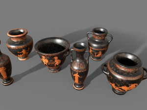 Antique Greek vases Low-poly Modello 3D