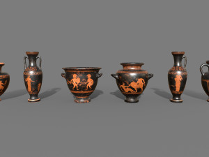 Antique Greek vases Low-poly Modello 3D