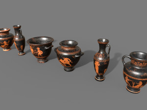 Antique Greek vases Low-poly Modello 3D