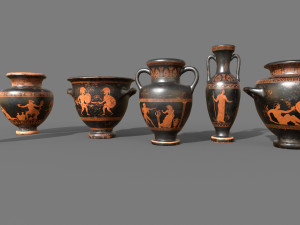 Antique Greek vases Low-poly Modello 3D