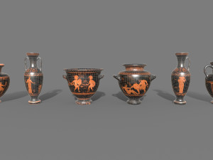 Antique Greek vases Low-poly Modello 3D