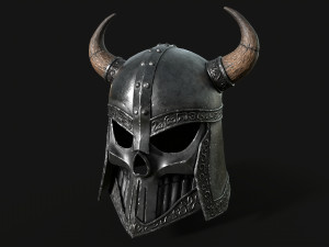 Helmet with horns Low-poly Model 3D