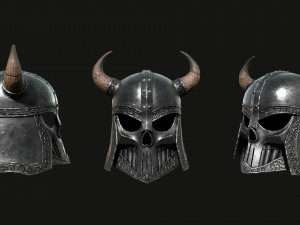 Helmet with horns Low-poly Model 3D