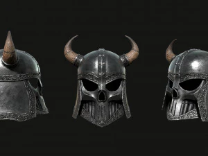 Helmet with horns Low-poly 3D Model