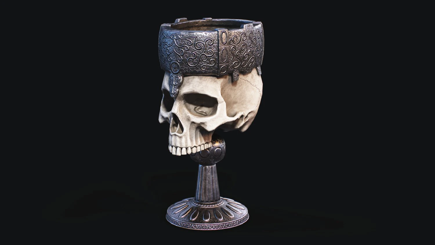 Skull Cup Low-poly 3D Model .c4d .max .obj .3ds .fbx .stl .blend