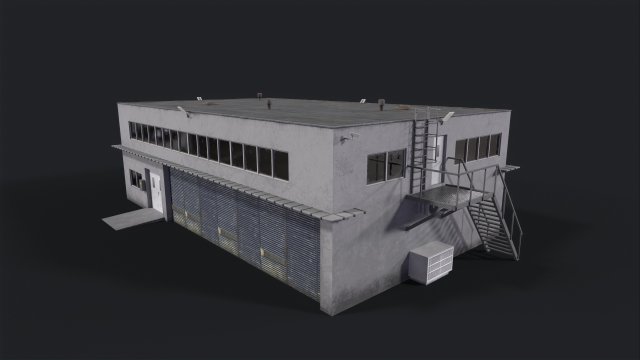 Warehouse building Low-poly 3D मॉडल .c4d .max .obj .3ds .fbx .stl .blend 