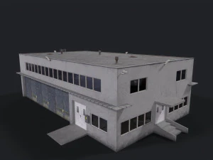 倉庫の建物のローポリゴン 3Dモデル