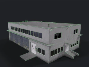 倉庫の建物のローポリゴン 3Dモデル