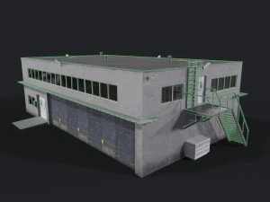 倉庫の建物のローポリゴン 3Dモデル