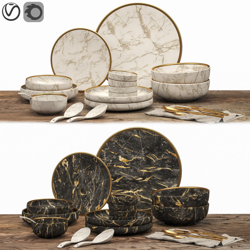 식기 02 테이블 세팅 3D 모델 .c4d .max .obj .3ds .fbx .stl .blend 