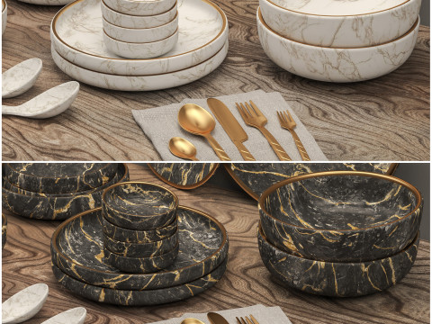 식기 02 테이블 세팅 3D 모델