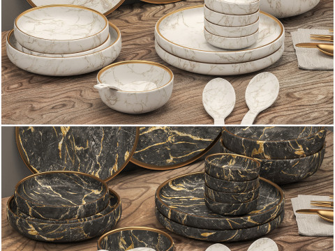 식기 02 테이블 세팅 3D 모델