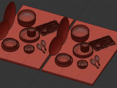 식기 02 테이블 세팅 3D 모델