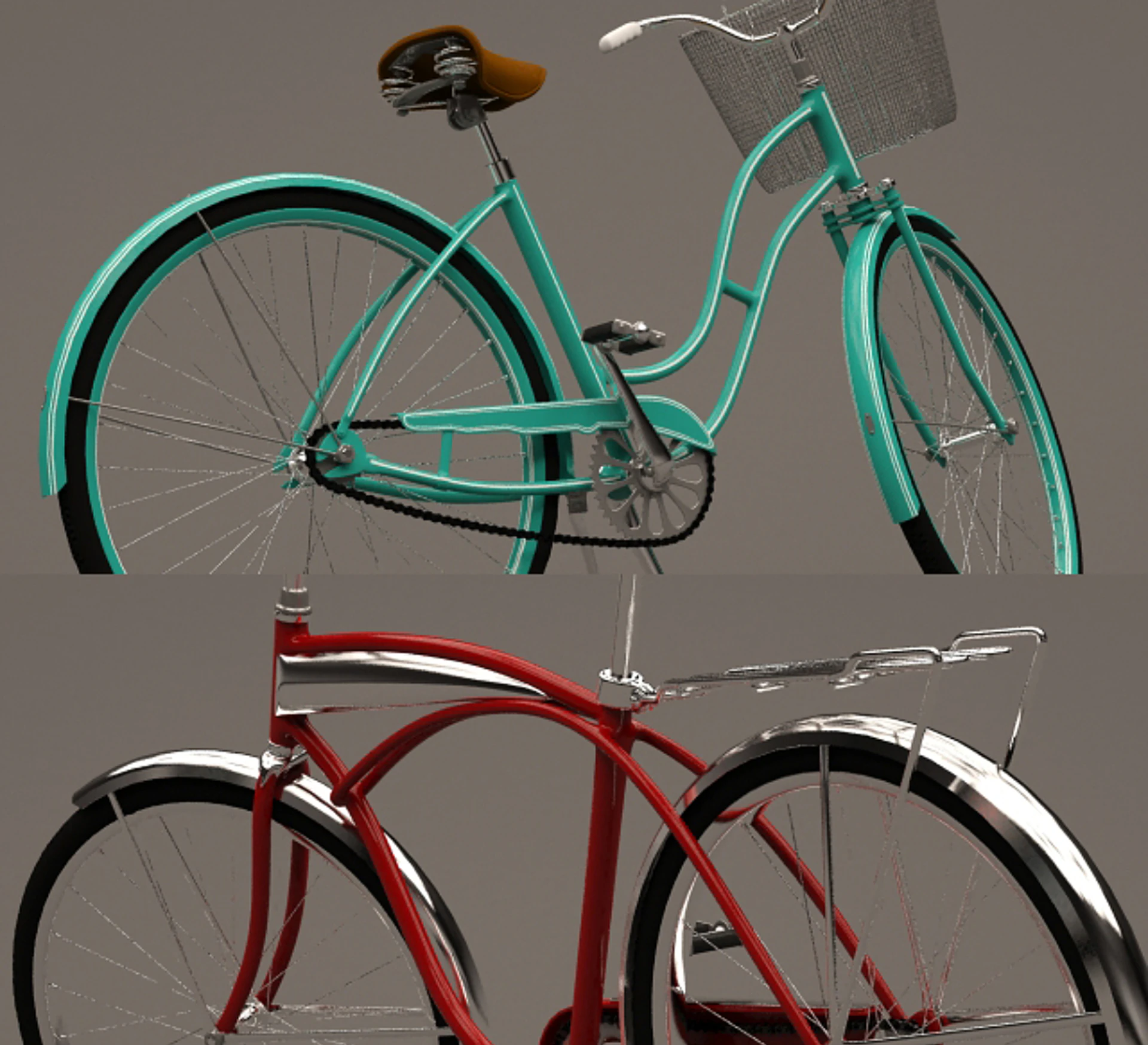 Biciclette retr&ograve; Modello 3D .c4d .max .obj .3ds .fbx .stl .blend 
