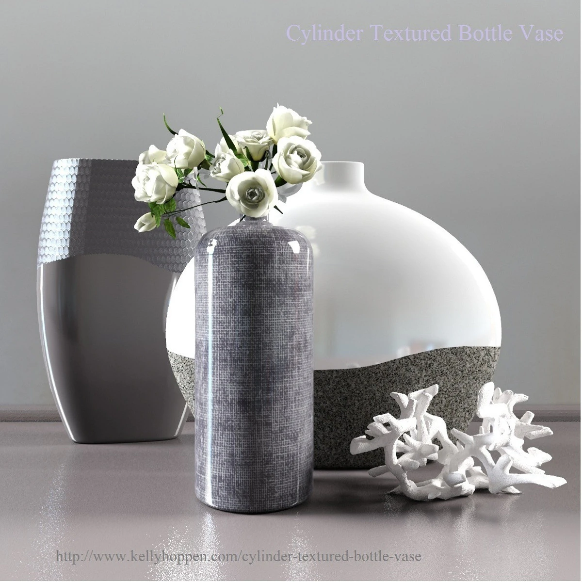 Cylinder Textured Bottle Vase 3D Model .c4d .max .obj .3ds .fbx .stl .blend