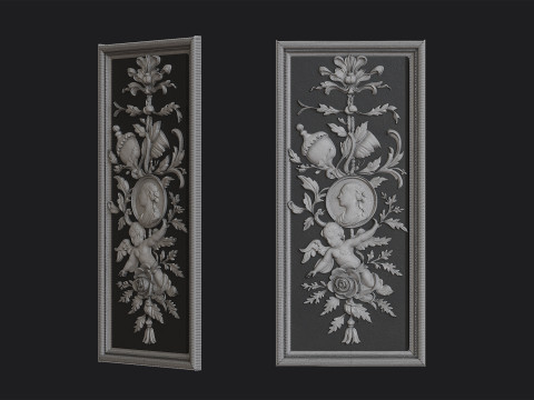 Classic Rococo Decorative Relief Panel 3D Model