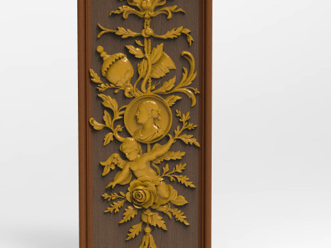Classic Rococo Decorative Relief Panel 3D Model