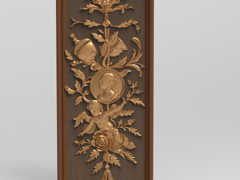 Classic Rococo Decorative Relief Panel 3D Model