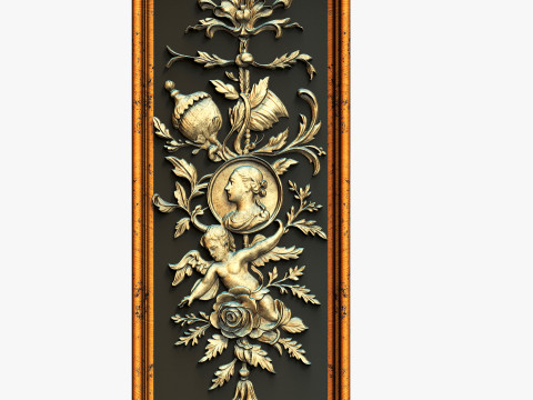 Classic Rococo Decorative Relief Panel 3D Model