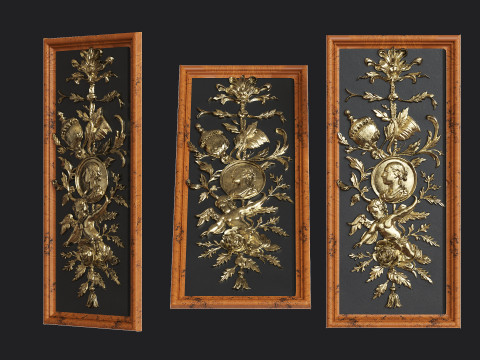 Classic Rococo Decorative Relief Panel 3D Model