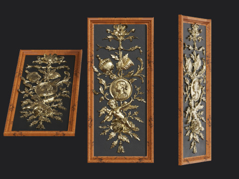 Classic Rococo Decorative Relief Panel 3D Model