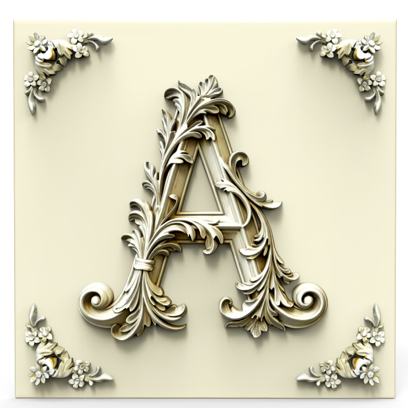 Letra ornamental elegante A Modelo 3D .c4d .max .obj .3ds .fbx .stl .blend 