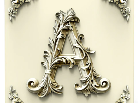 Eleganter Zierbuchstabe A 3D Modell