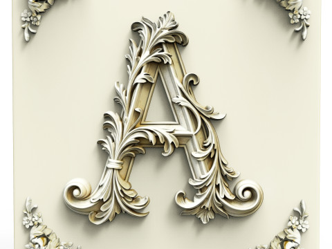 Letra ornamental elegante A Modelo 3D