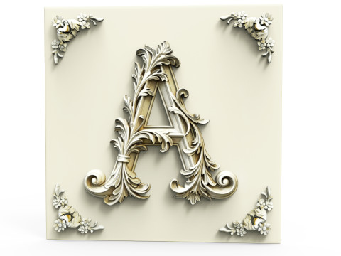 Letra ornamental elegante A Modelo 3D