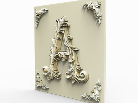Letra ornamental elegante A Modelo 3D