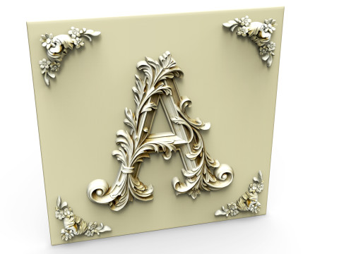 Letra ornamental elegante A Modelo 3D